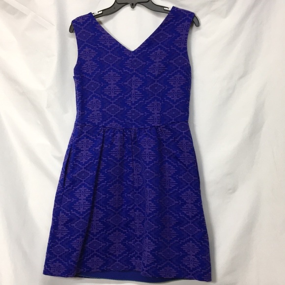 Anthropologie Maeve Averie Blue Aztec Brocade Dress Size 6 Like-NEW - Picture 4 of 6